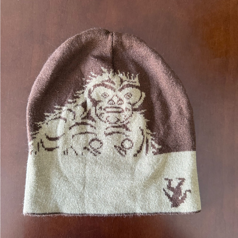 Brown and Cream Knit Beanie